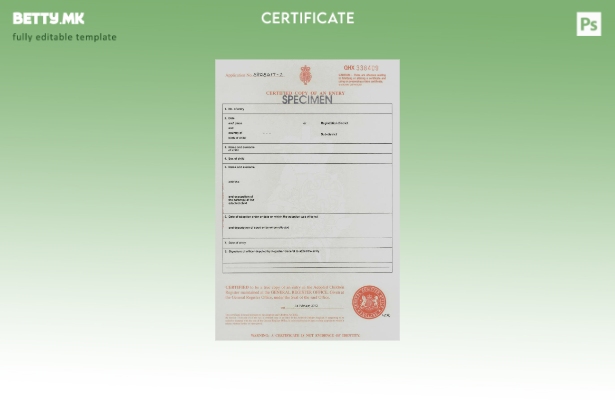 модерен стил Англија Образец за уверение за посвојување на општата анализаска ка