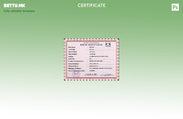 модерен стил Боцвана од витално значење за изводот од матичната книга на роденит