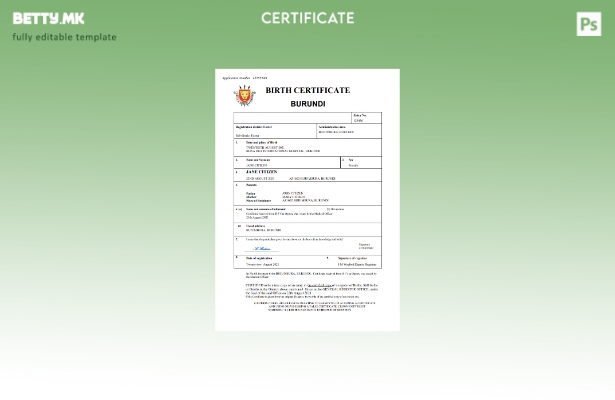 модерен стил Бурунди од витално значење извод од матична книга на родените Шаб