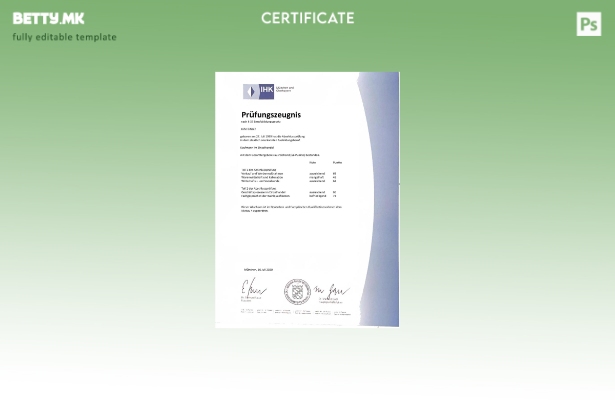 модерен стил Германија IHK Минхен сертификат за испитување Шаблон за Word и PDF