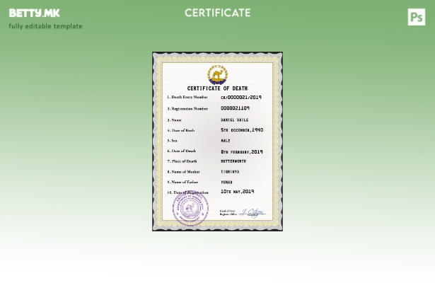 модерен стил Еритреја витална евиденција за смртен шаблон PSD шаблон