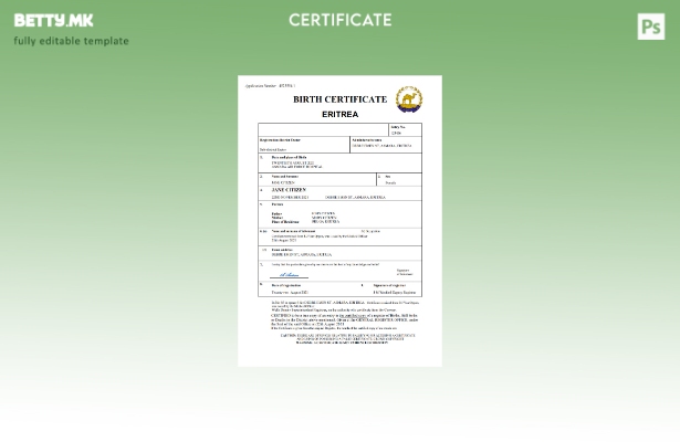 модерен стил Еритреја од витално значење за извод од матична книга на родени Шаб