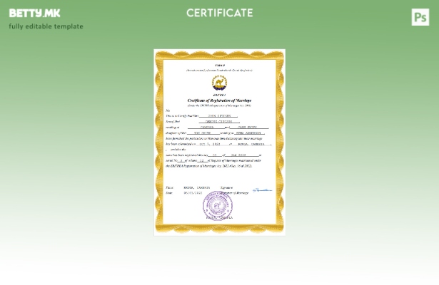 модерен стил Извод за брак од Еритреја Шаблон за шаблон Word и PDF