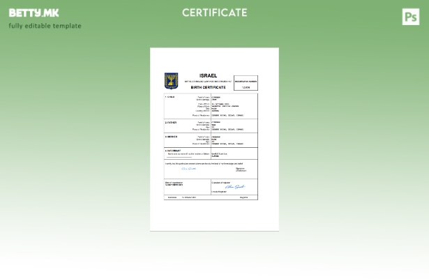 модерен стил Израел од витално значење извод од матична книга на родените Шабл