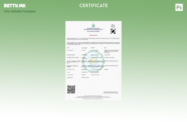 модерен стил Индија Западен Бенгал шаблон за извод од матична книга на родени во