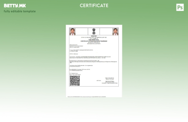 модерен стил Индија Матична книга на венчани шаблон сертификат за брак