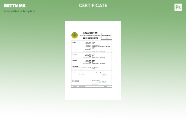 модерен стил Казахстан витален рекорд извод од матична книга на родени Шаблон за