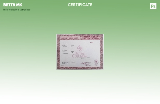 модерен стил Канада Британска Колумбија сертификат за промена на шаблонот за име