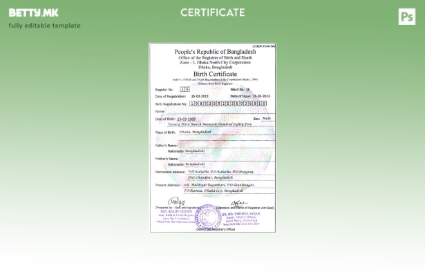 модерен стил Канцеларија на матичар на родени и умрени во Бангладеш шаблон изв