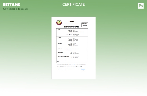 модерен стил Катар витален рекорд извод од матична книга на родени Шаблон за Wor