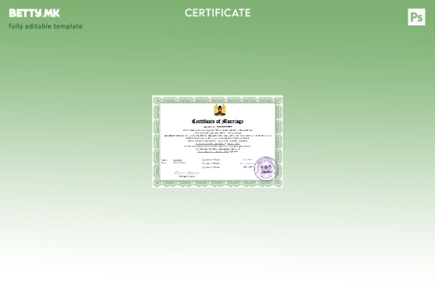 модерен стил Кениски сертификат за брак Шаблон за Word и PDF