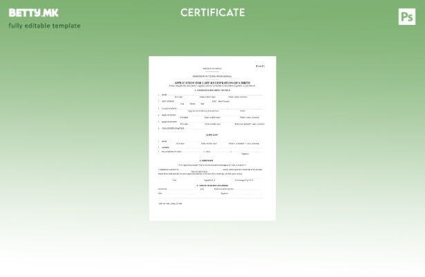 модерен стил Кенија Одделот за матичар образец извод од матична книга на роденит