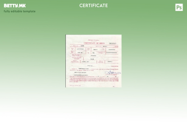 модерен стил Кенија Шаблон за уверение за матична книга на родени