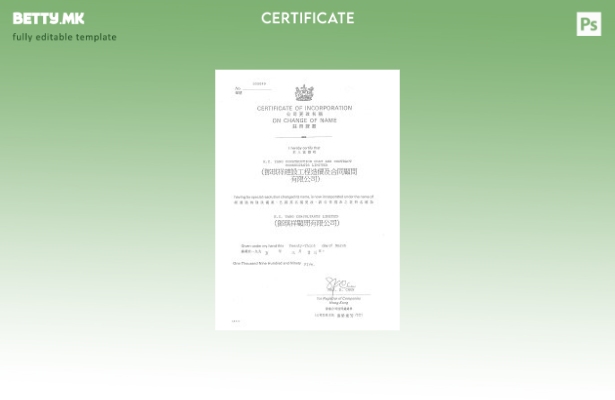 модерен стил Кина Регистар на компании шаблон потврда за промена на името