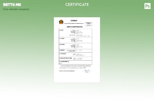 модерен стил Конго од витално значење за извод од матична книга на родените Ша
