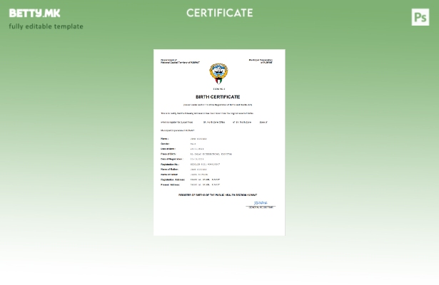 модерен стил Кувајтски витален рекорд од извод од матична книга на родените Ша