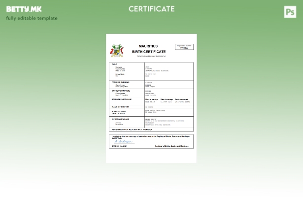 модерен стил Маврициус витален рекорд извод од матична книга на родените Шабло