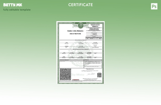 модерен стил Мексико извод од матична книга на родени Шаблон Word и PDF, шаблон