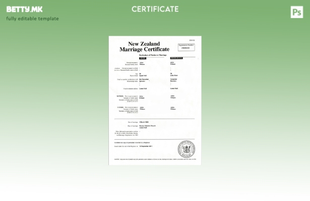 модерен стил Нов Зеланд Секретарот на родени, умрени и бракови шаблон за потврда