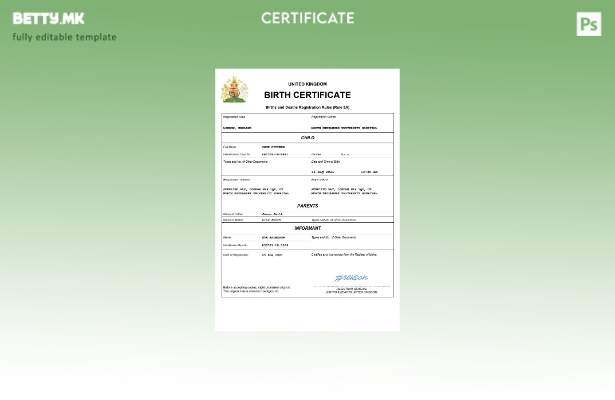 модерен стил Обединетото Кралство од витално значење за извод од матична книга н