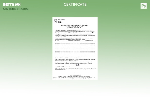 модерен стил Романија Registrul Auto Român Сертификат за периодичен технички пре