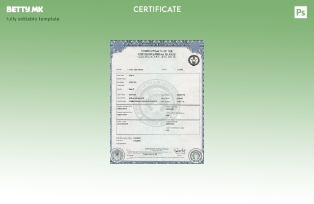 модерен стил САД Северните Маријански Острови шаблон сертификат за раѓање
