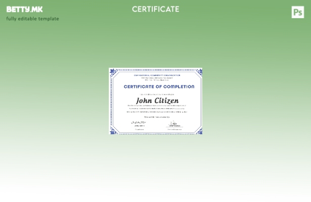 модерен стил САД Шаблон за сертификат за комплетирање во Word и PDF формат, ша 1