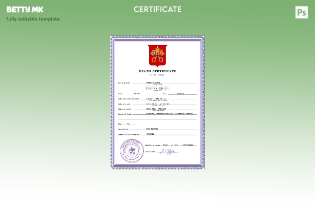 модерен стил Светата столица од витално значење за евиденција за смртен шаблон П