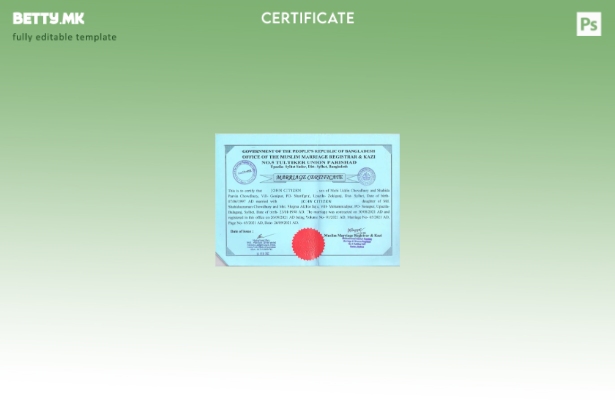 модерен стил Секретарот на муслимански бракови од Бангладеш и шаблонот за брачен