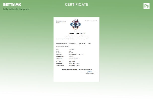 модерен стил Сејшели од витално значење потврда за смртта Шаблон за Word и PDF ш