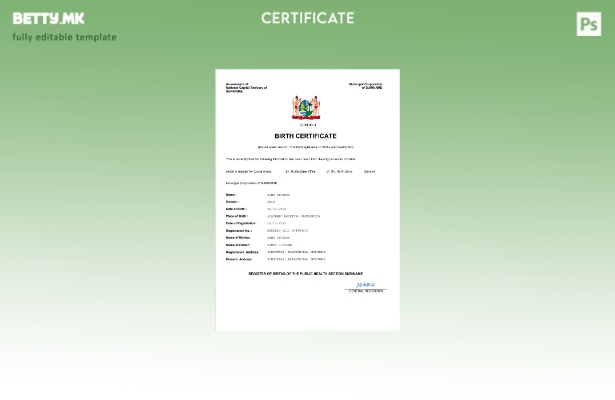 модерен стил Суринам витален рекорд извод од матичната книга на родените Шаблон