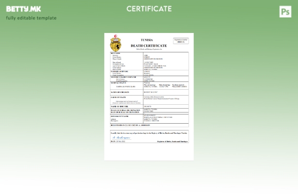модерен стил Тунис од витално значење за умрениот шаблон Word и PDF шаблон