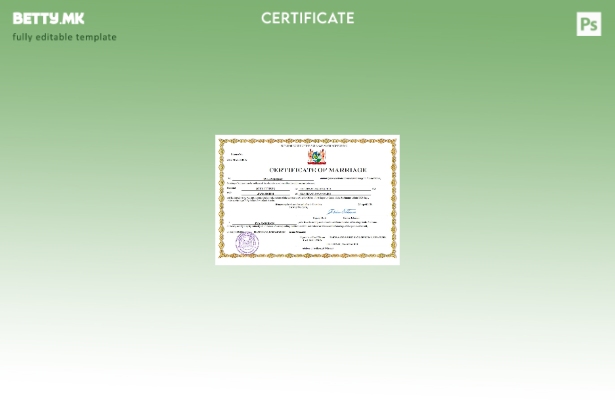 модерен стил Уверение за брак од Суринам Шаблон за шаблон Word и PDF