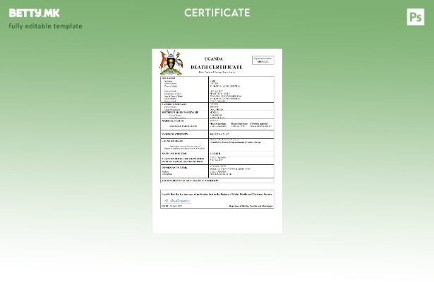 модерен стил Уганда од витално значење евиденција за смртен шаблон Word и PDF ша