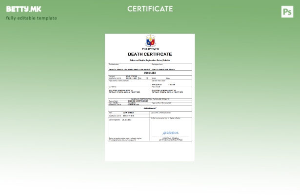 модерен стил Филипини од витално значење за евиденција за смртен шаблон Word и P