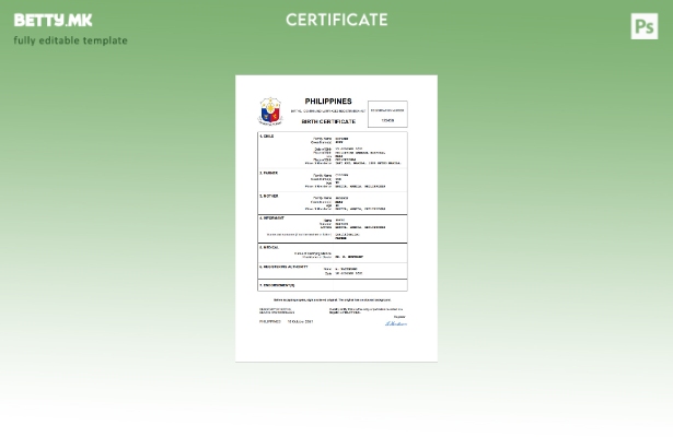 модерен стил Филипини од витално значење извод од матичната книга на родените Ша