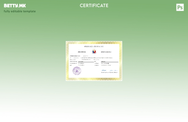 модерен стил Филипински сертификат за брак Шаблон за Word и PDF