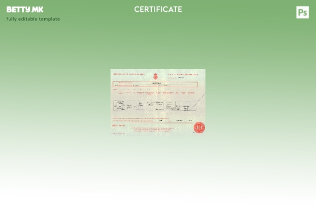 модерен стил Шаблон за извод од матична книга на Обединетото Кралство во PSD фор