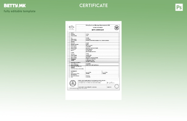 модерен стил Шаблон за извод од матична книга на австралиската престолнина тер