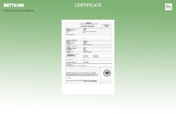 модерен стил Шаблон за извод од матична книга на родените во Австралија Тасмани