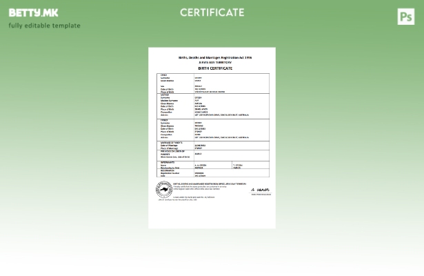 модерен стил Шаблон за извод од матична книга на родените на територијата на зал