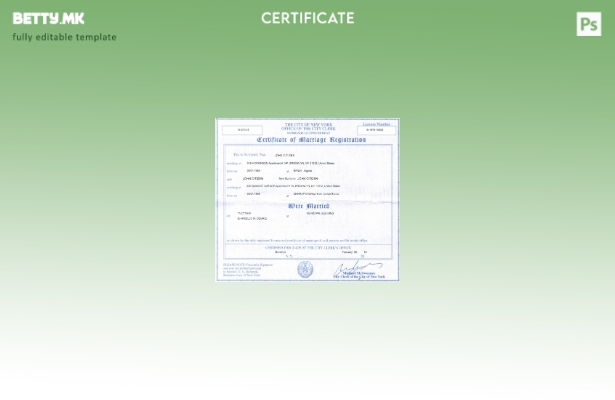 модерен стил Шаблон за потврда за брак на градскиот службеник во Њујорк