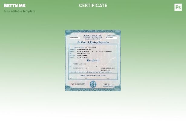 модерен стил Шаблон за потврда за регистрација на брак