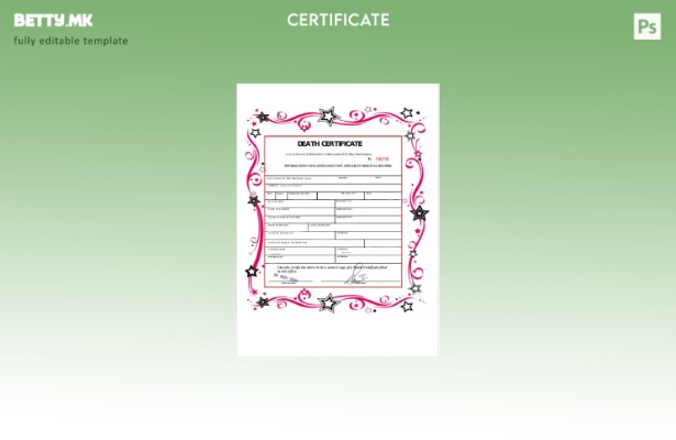 модерен стил Шаблон за потврда за смрт од канцеларијата на Генералниот регистар