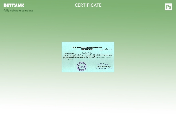 модерен стил во Индија I.H.M. Шаблон за извод од матична книга на родените во бо