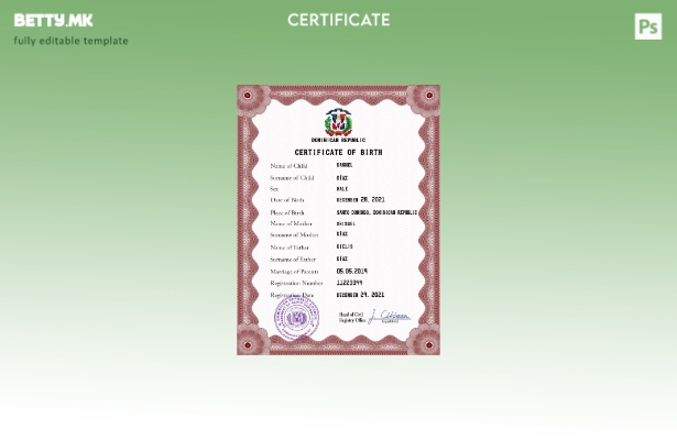 модерен стил на Доминиканската Република, шаблон PSD од извод од матична книга н