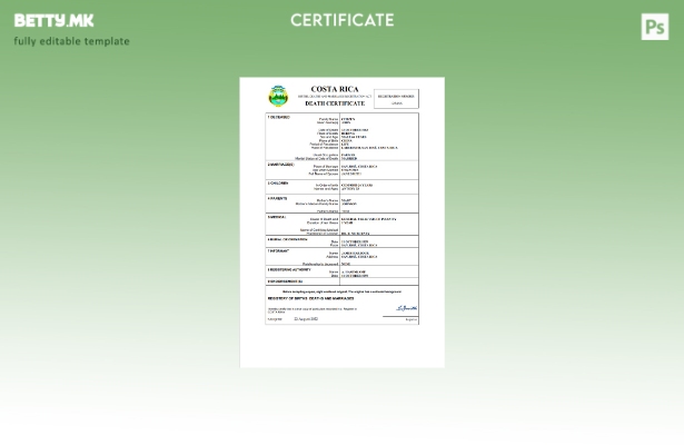 модерен стил на Костарика од витално значење за умрениот шаблон Word и PDF шабло