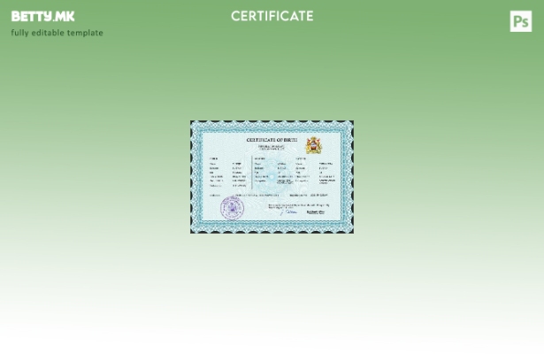 модерен стил на Малави, шаблон за шаблон PSD од извод од матична книга на родени