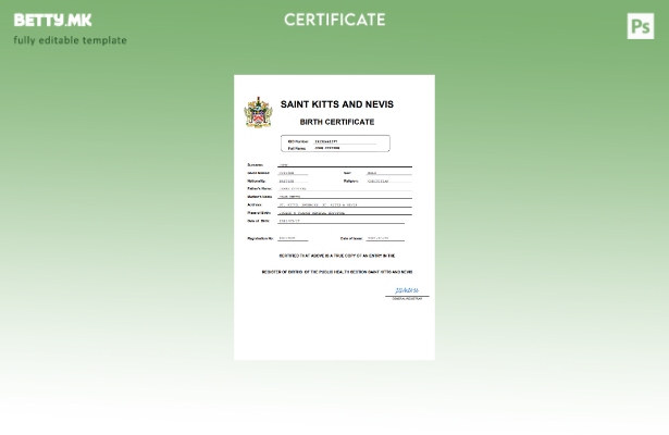 модерен стил на Свети Китс и Невис од витално значење за извод од матична книга