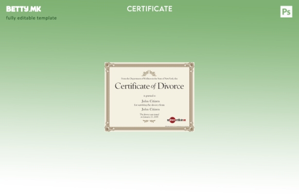 модерен стил шаблон за потврда за развод за велнес од Њу Јорк